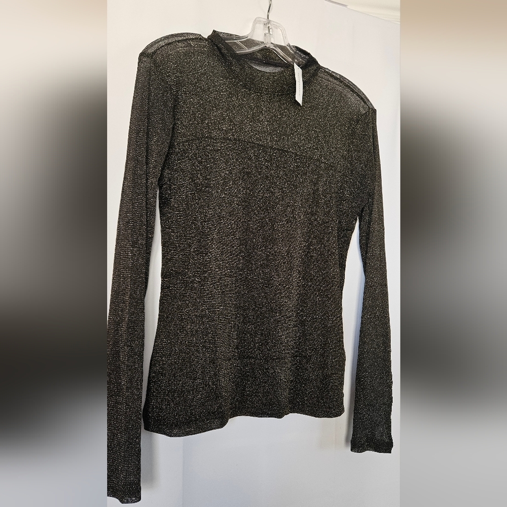 Banana Republic Mock Neck Sheer Long Sleeve Top NWT - Picture 2 of 9